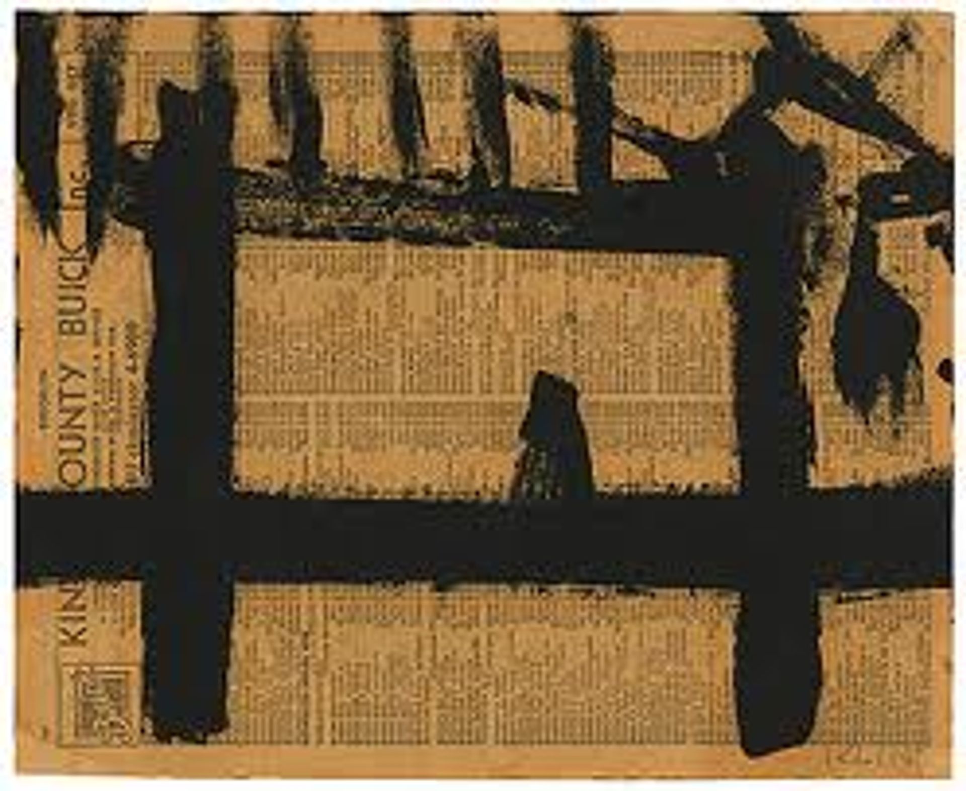 Franz Kline, "Untitled", 1951, Black paint on telephone book page.