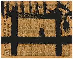 Franz Kline, "Untitled", 1951, Black paint on telephone book page.
